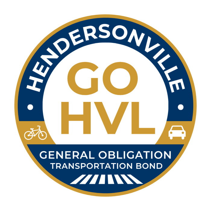 Logo for Hendersonville's transportation bond showing bicycle, crosswalk and car