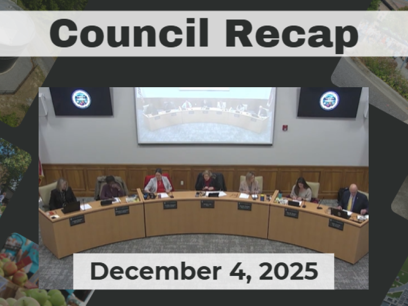 City Council members are seated around a curved dais. 