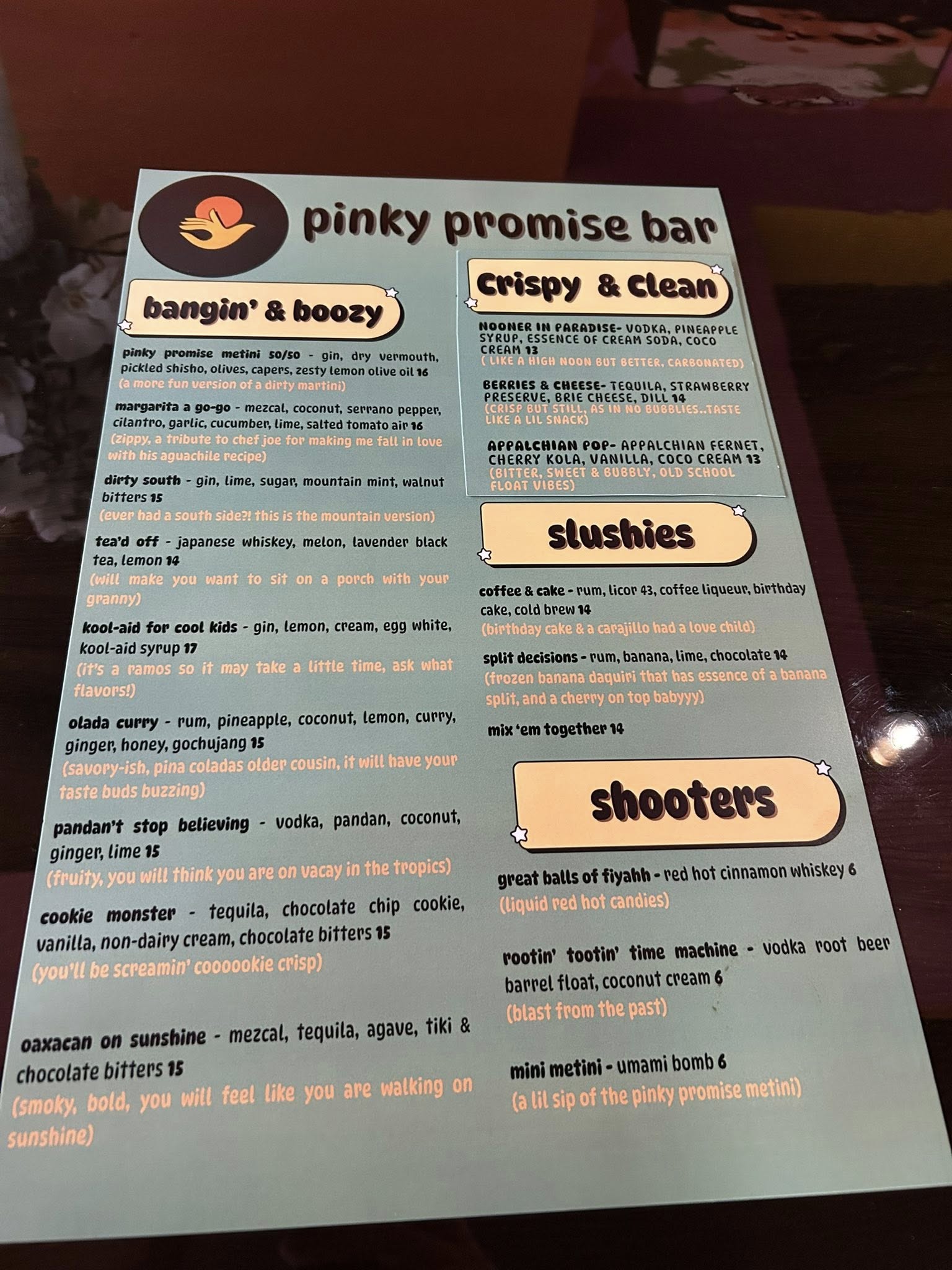 Opening menu