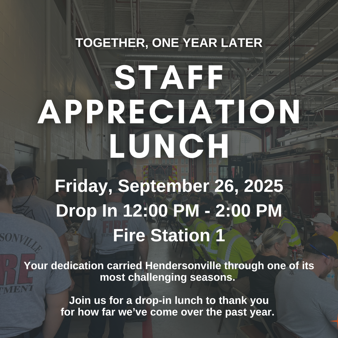people eating lunch at the fire station