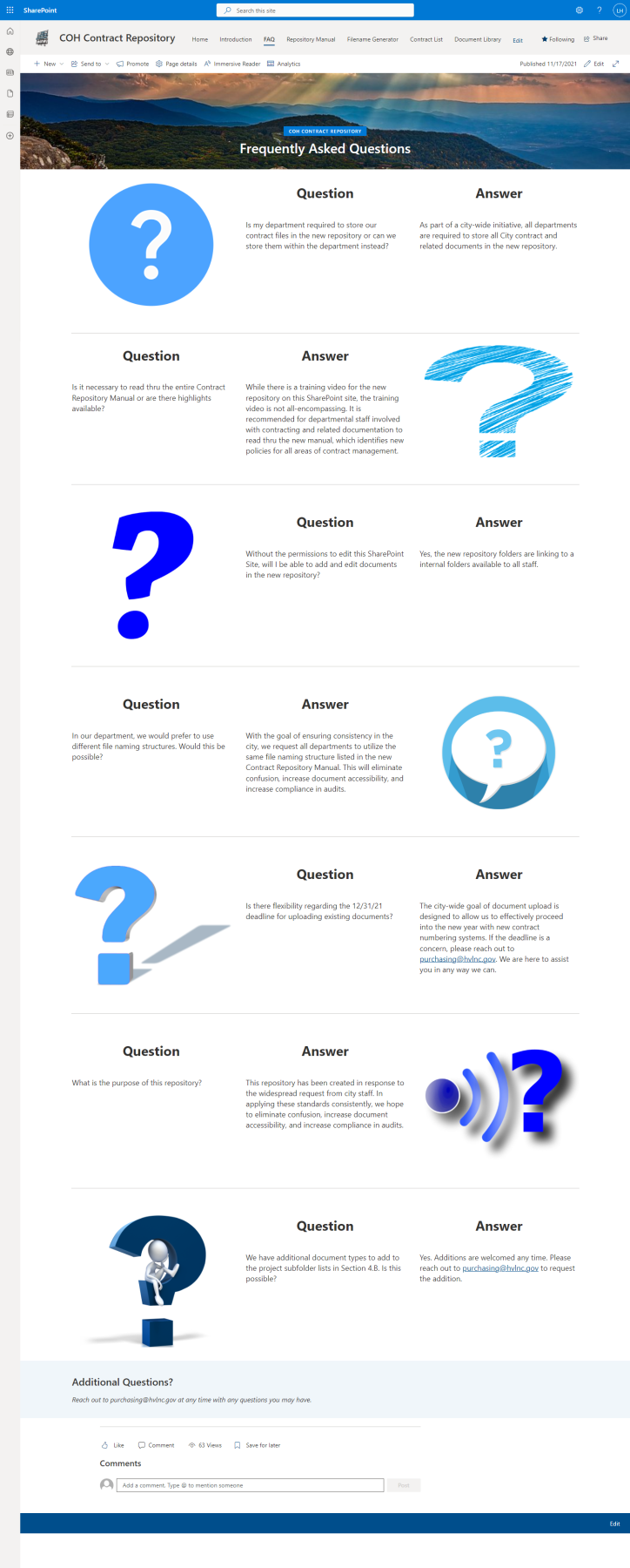 Contract Repository FAQ Page