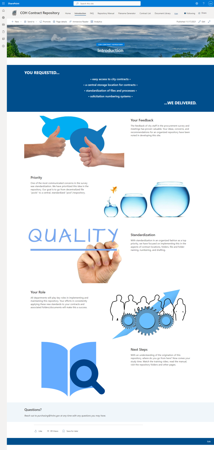 Contract Repository Intro Page