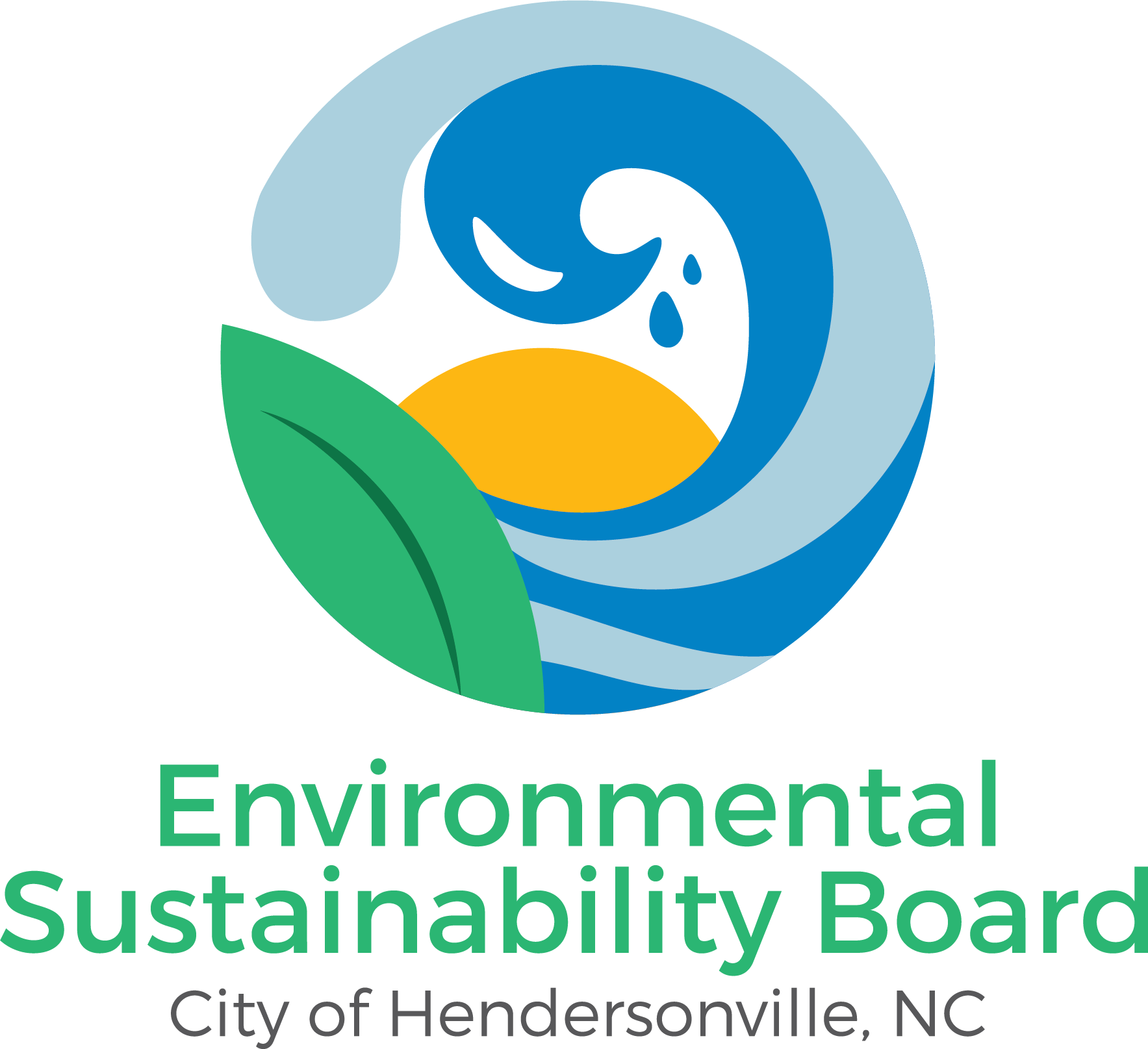 Logo for Environmental Sustainability Board with dark blue, light blue, orange, and green colors
