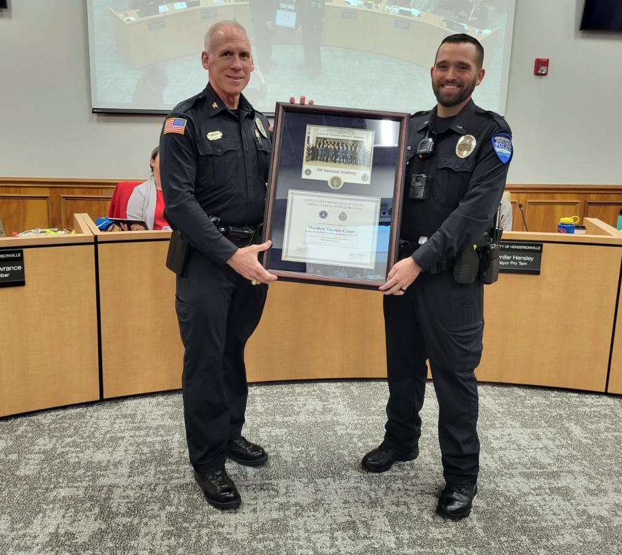 Hendersonville Police Department Honors Lieutenant Matt Capps for FBI National Academy Graduation